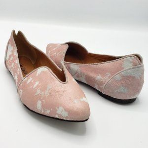 Gee WaWa Lydia Flat Pink White Suede Point Toe 7